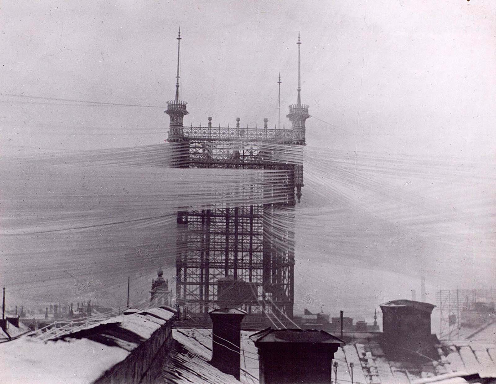 The Stockholm Telephone Tower with approximately 5,500 telephone lines, 1890