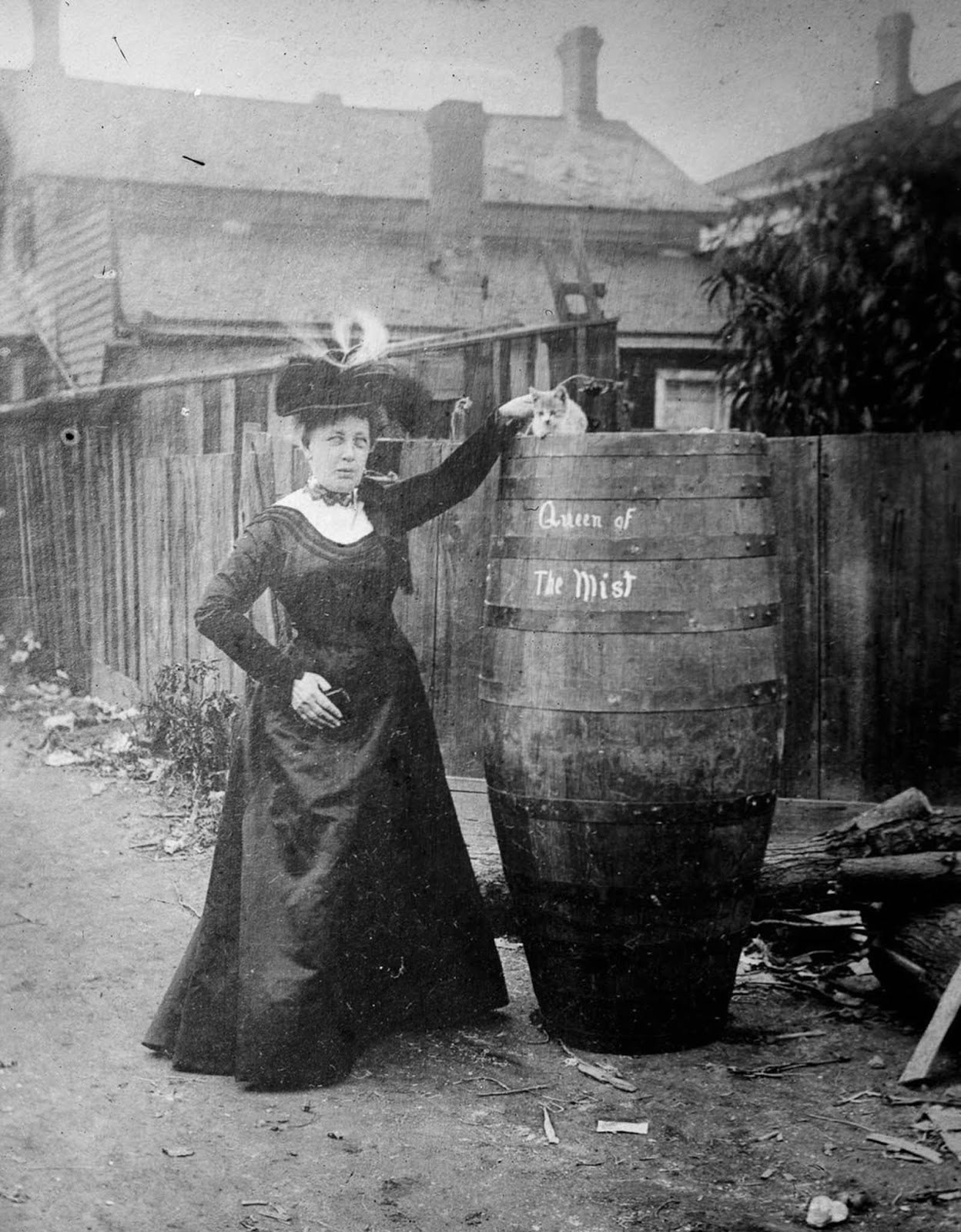 These photographs show people going over Niagara Falls in barrels, 1901-1985